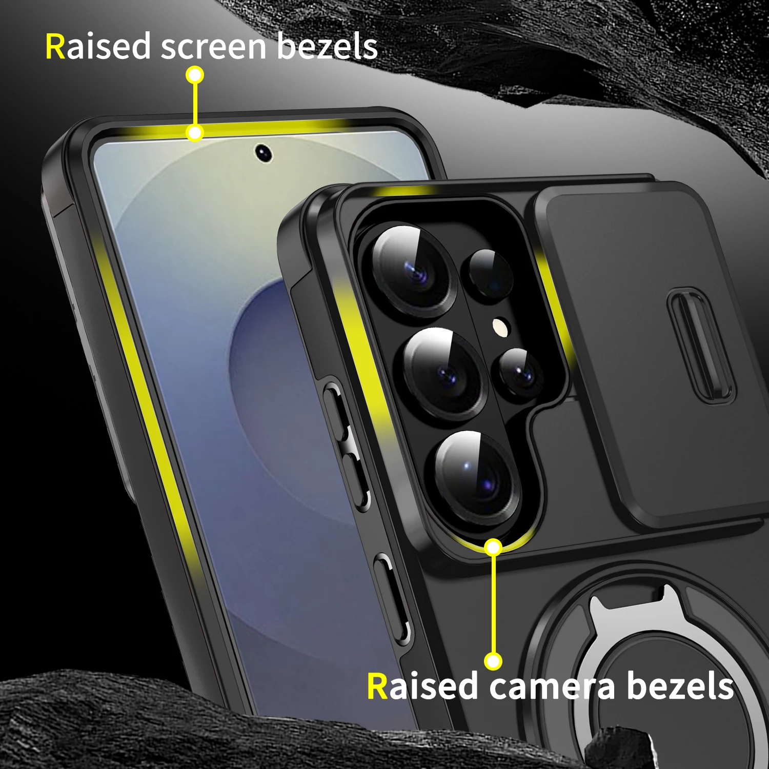 Slide Camera Protection Armor Phone Case For Samsung S26 S25 S24 S23 S22 S21 Plus 5G Ultra Metal Kickstand Magnetic Phone Cover