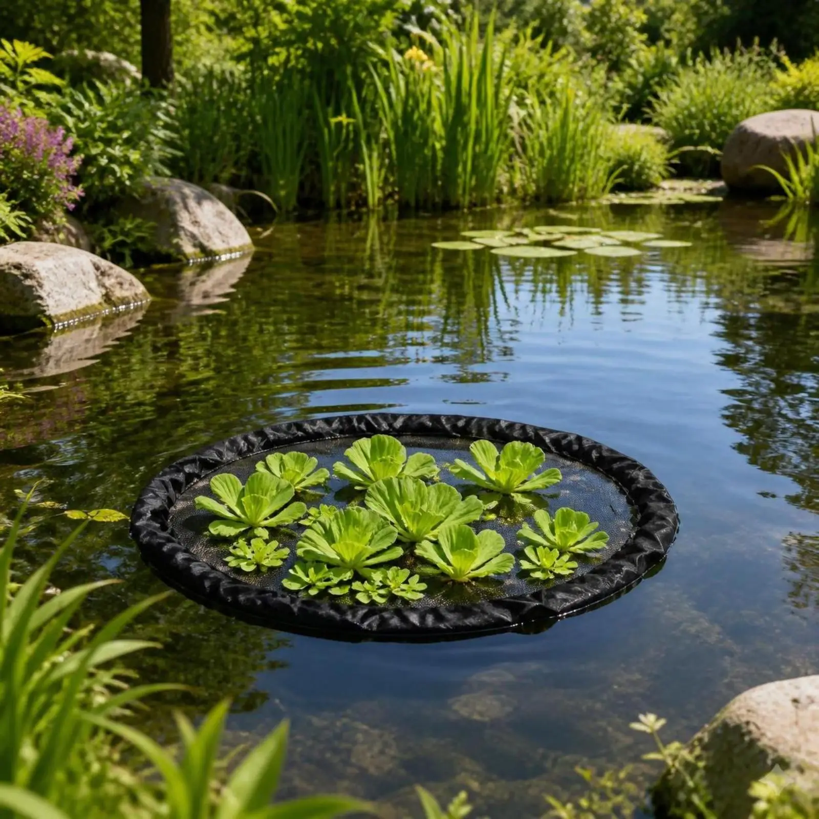 Fish Proof Pond Plant Net Buoyant Polyester Mesh Guard for Floating Aquatic Vegetation Containment System