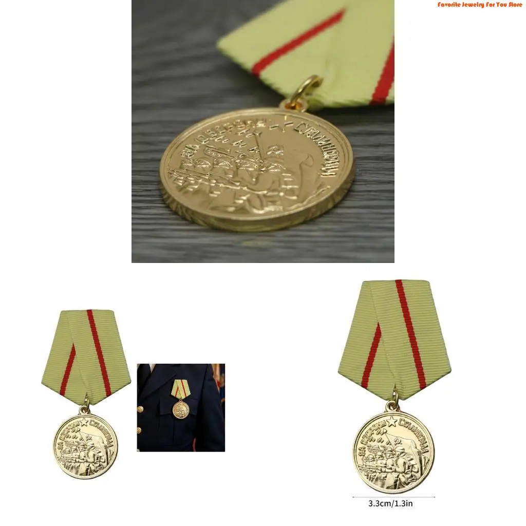 91AF Soviet Moscow Defense Medals Gold Plated Historical Collectible