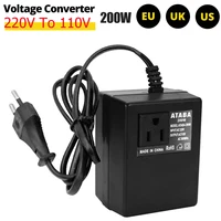 Convertidor de voltaje de 200W, transformador reductor de 220V a 110V, convertidor de voltaje, adaptador de viaje, inversor de enchufe UE/EE. UU./Reino Unido