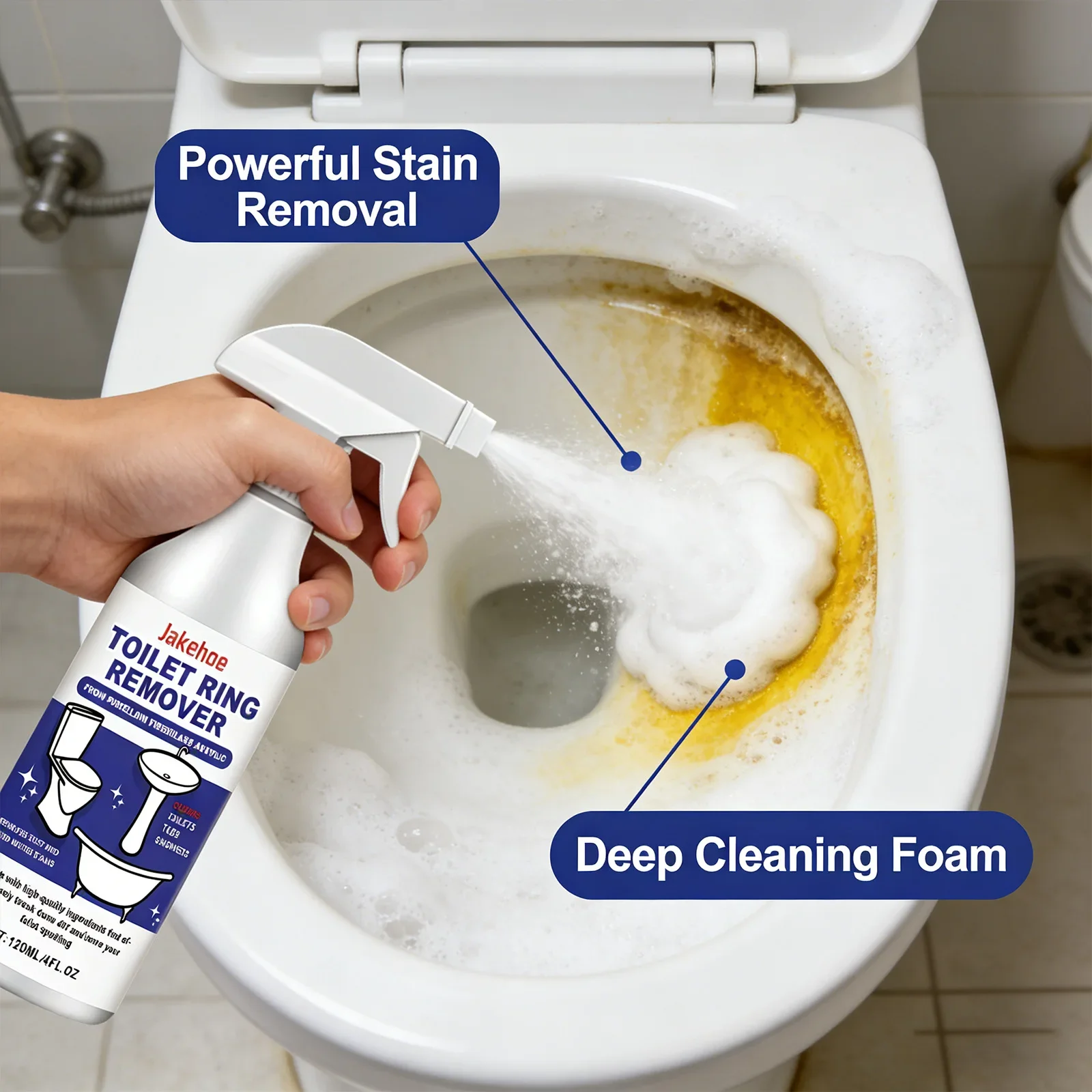 Jakehoe Powerful Foaming Toilet Cleaner Fresh Scent Odor Eliminator Removes Urine Stains Household Bathroom Cleaning Detergent