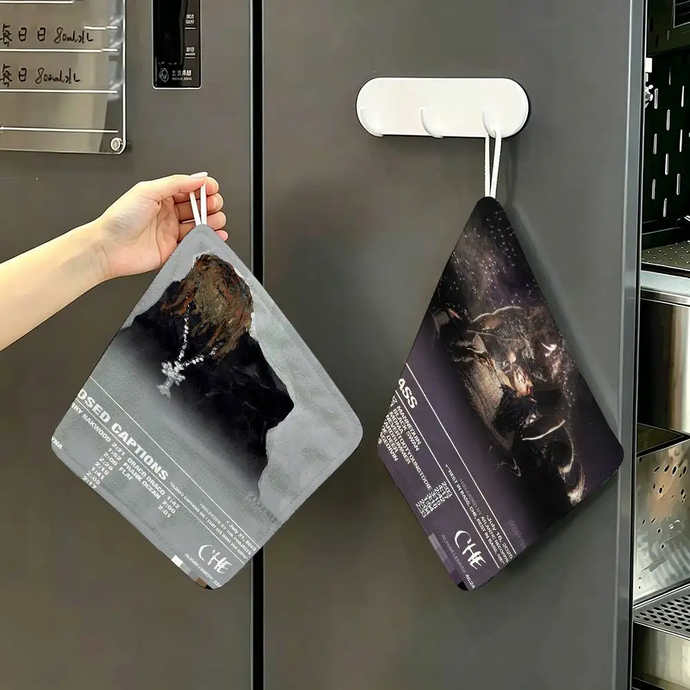 Rapper Music Pop Album C-Che Hanging Style Hand Wiping Towel, Polyester Cotton, Anti-fade for Indoor Kitchen Living Room