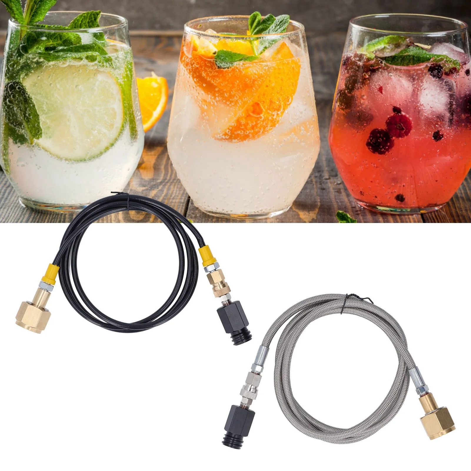 CO2 Refill Connector เครื่องโซดา Connector โซดาอะแดปเตอร์เติม CO2 กระบอกเติมขั้วต่อ 60in ท่อ CGA320