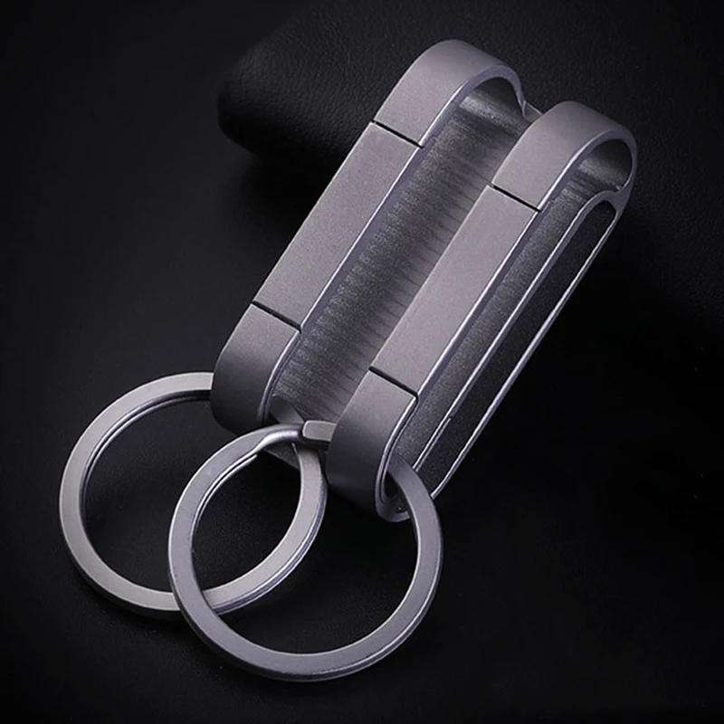 Luxury Titanium Men Belt Key Chain Lightweight Car Keychain for Dad Double Hook Waist Hanging Key Ring Holder Father's Day Gift