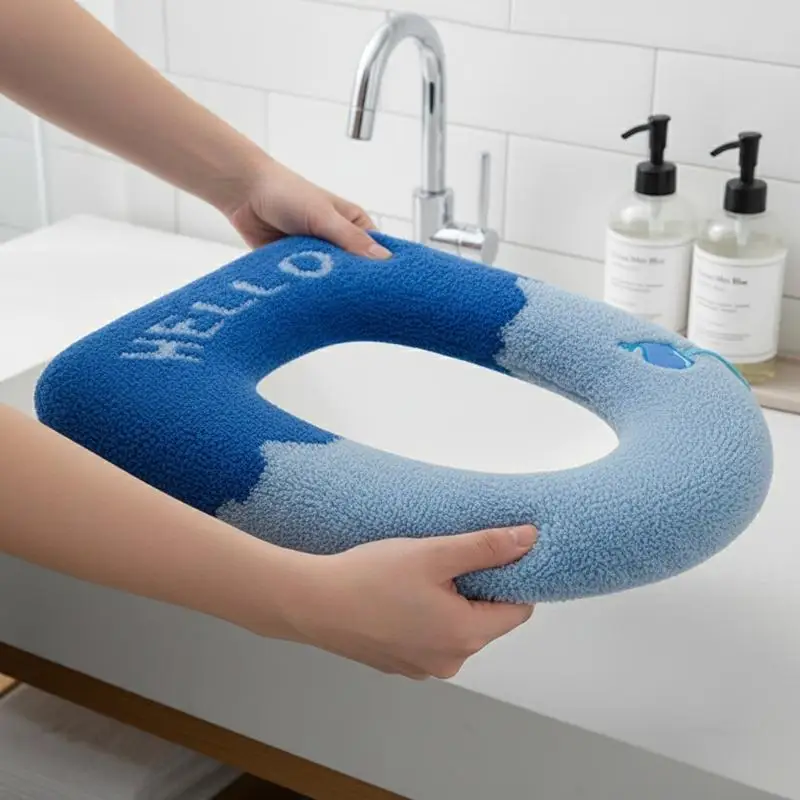 Washable Bathroom Toilet Seat Cover Soft Warm Cushion Pad 1Pcs for Winter Household Use