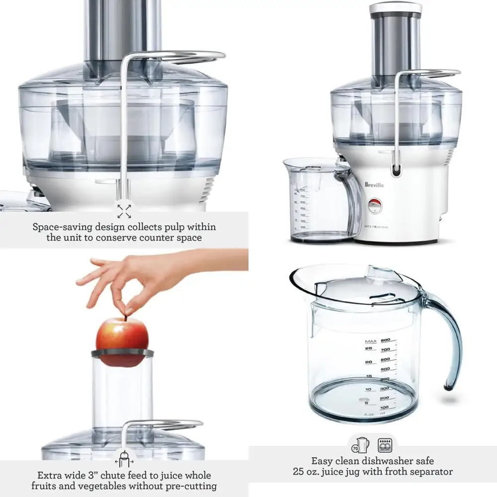 

Компактная центробежная соковыжималка серебристого цвета, 25 унций