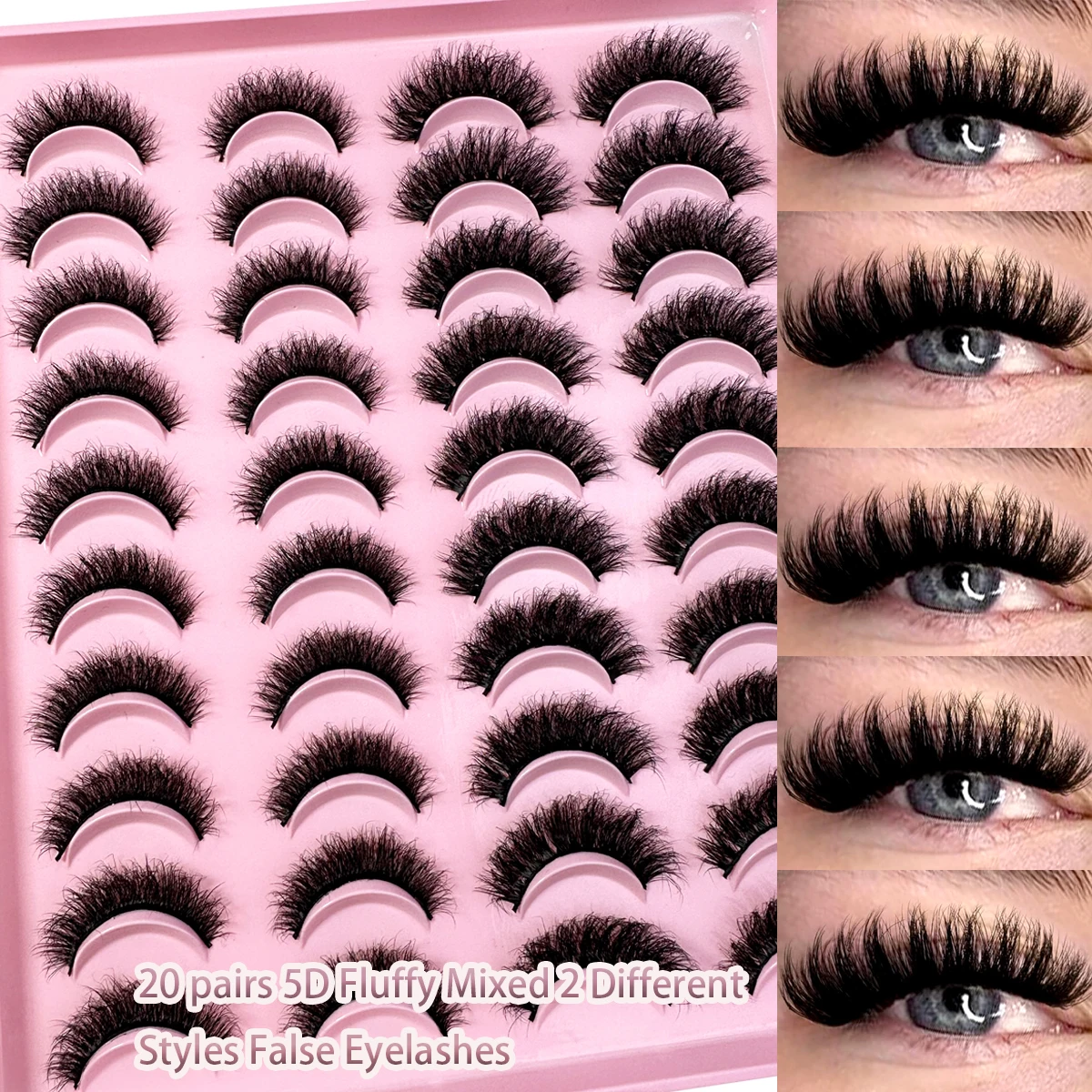 Mescolare 20 paia ciglia di visone 3D ciglia finte soffici spesse incrociate ciglia naturali visone estensione ciglia morbide forniture trucco