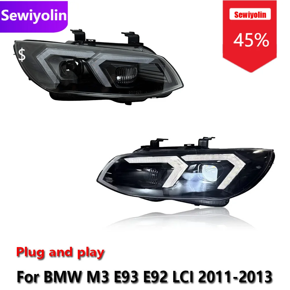 

Автомобильные светодиодные фары DRL в сборе для BMW M3 E93 E92 LCI 2010-2013, противотуманные фары DRL, стоп-сигналы поворота, Plug and Play