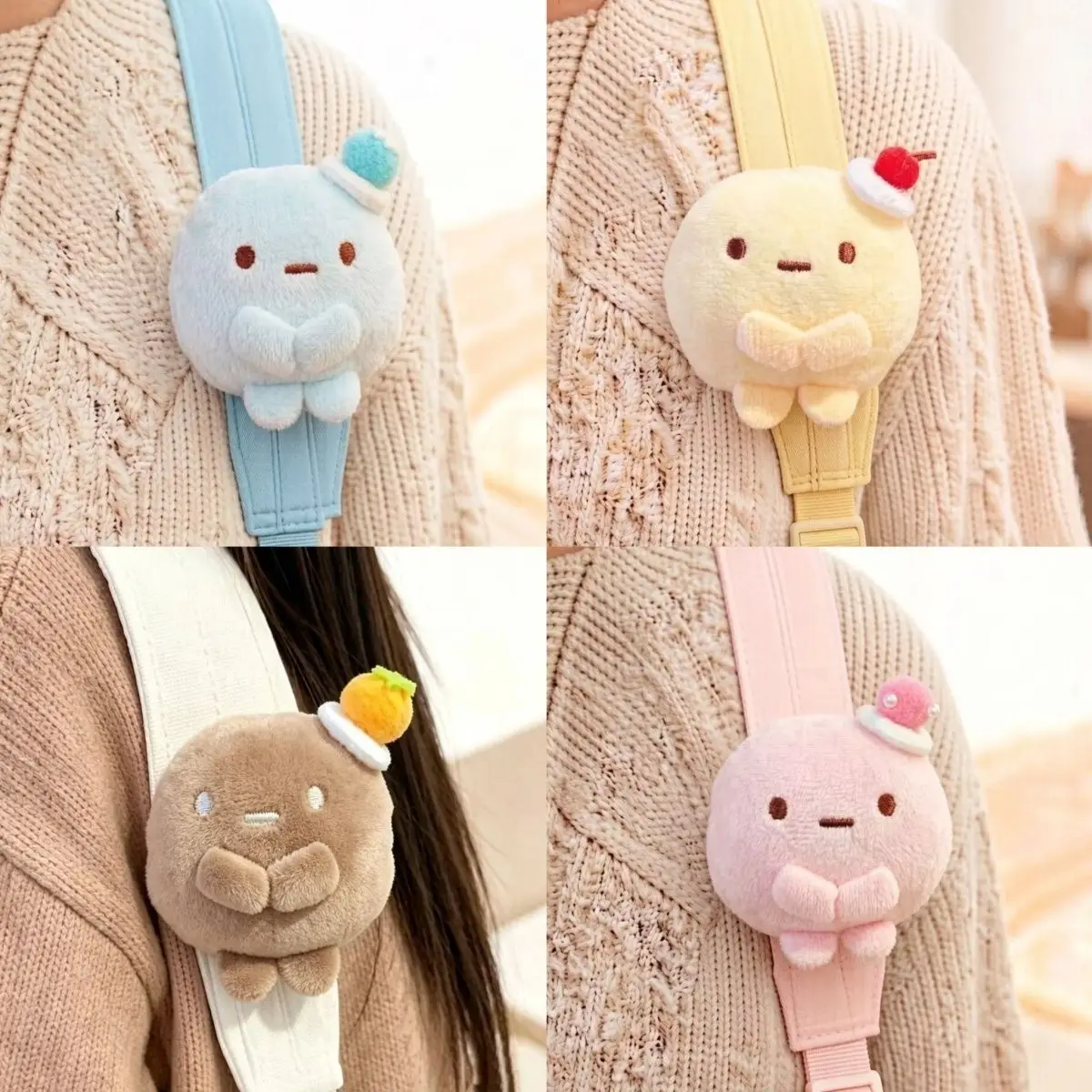 Sumikko Gurashi 3-color Mochi Hand Ball Plush Charm Pink Green Purple Velcro Bag Pendant Cute Doll Gift For Couples Best Friends
