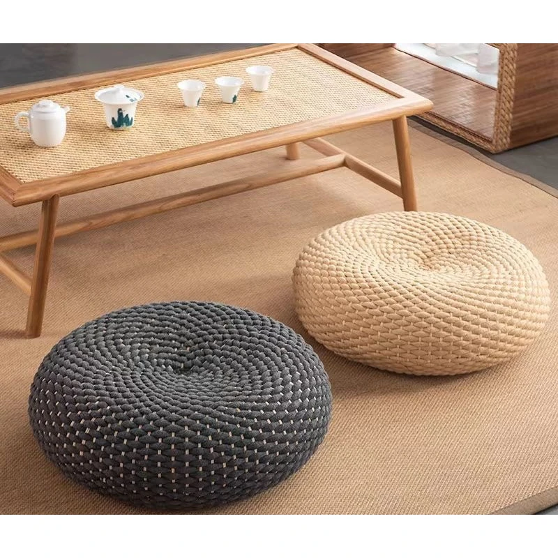 Cushion, Cotton Thread Rope Cushion, Japanese Style Tatami Mat, Thickened and Raised Circular Floor Mat for Home Use，Cushion