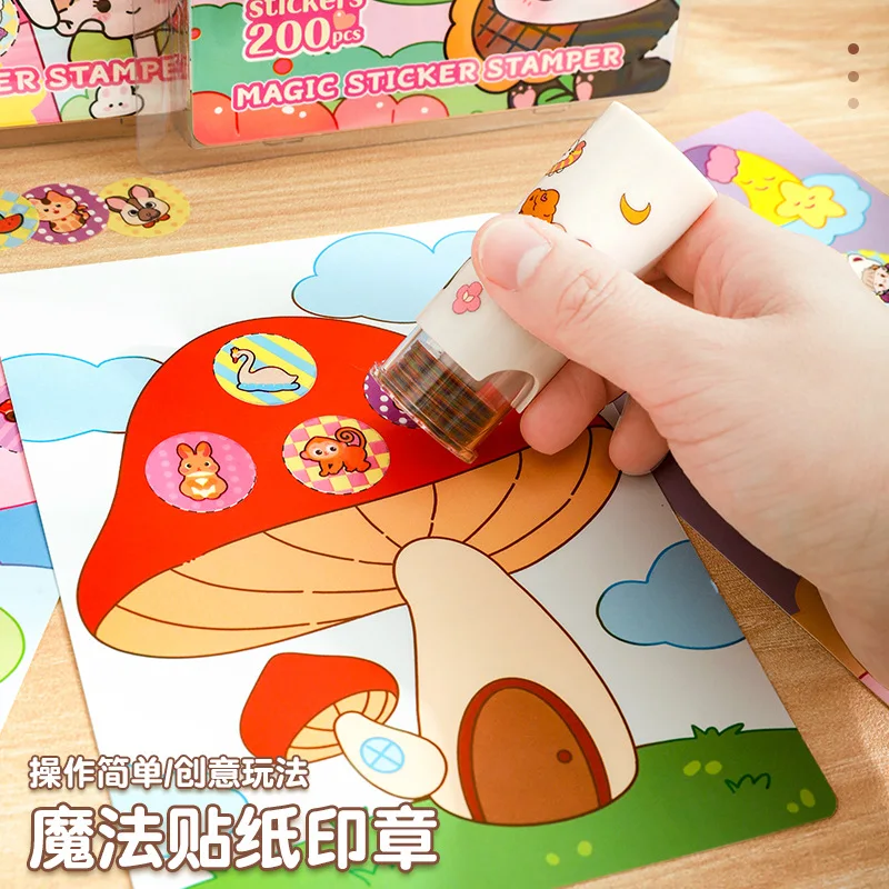 200 PCS สติกเกอร์ซีล Magic สติกเกอร์การ์ตูนสติกเกอร์รางวัลหนังสือเด็กผู้หญิงซีลสําหรับนักเรียนรางวัลของขวัญ