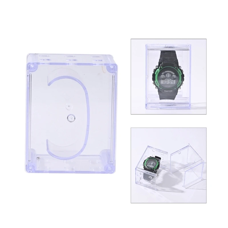 

Clear Acrylic Watch Organizer Dustproof Scratch Resistant Wristwatch Display Case Elegant Timepieces Protective Box