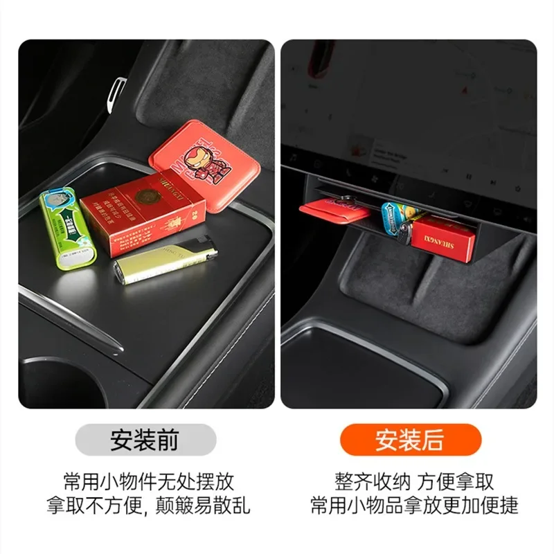 For Tesla Model 3/Y 2021-2023 Center Console Underscreen Storage Box Car Armrest Organize Storage Rack Retrofitting car Interior