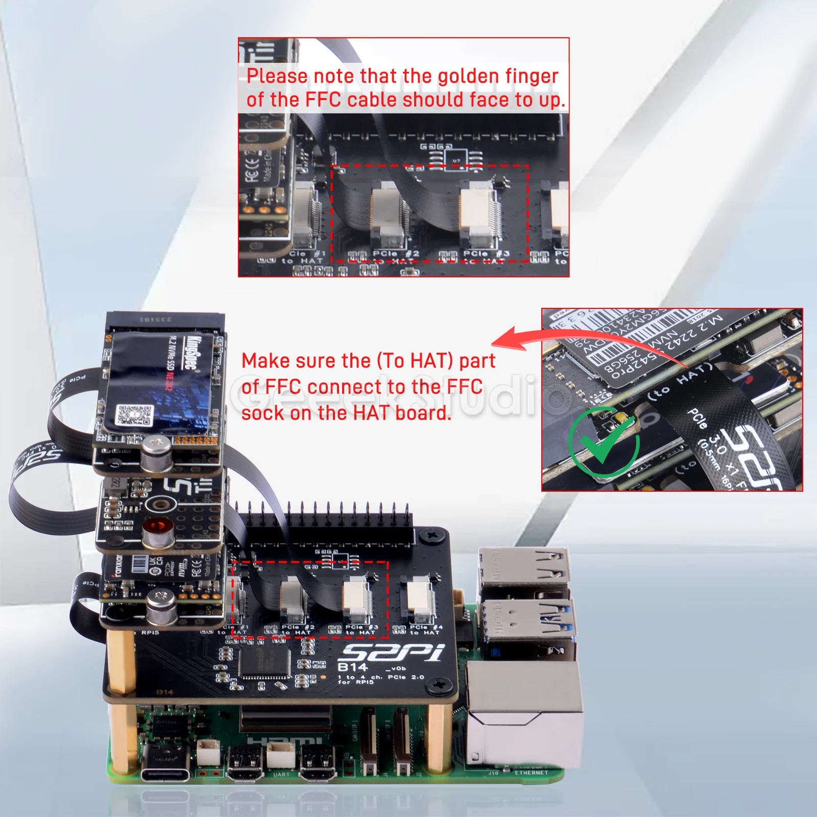 Imagem -04 - Quad Fpc Pcie Hat para Raspberry pi Capacidade de Encadeamento de Margarida B14