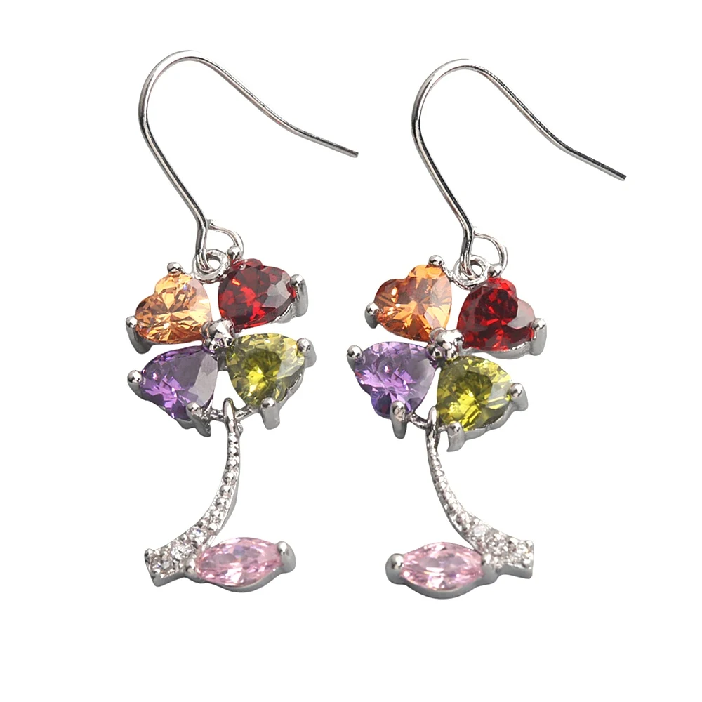 Love 5mm Muti-color Muti-Gem 925 sterling sliver Drop Earrings EG021