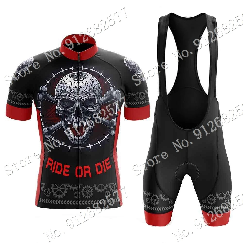 2026 Ride Or Die Cycling Jersey Set Summer Skull Cycling Clothing Road Bike Shirts Suit Bicycle Bib Shorts MTB Wear Ropa