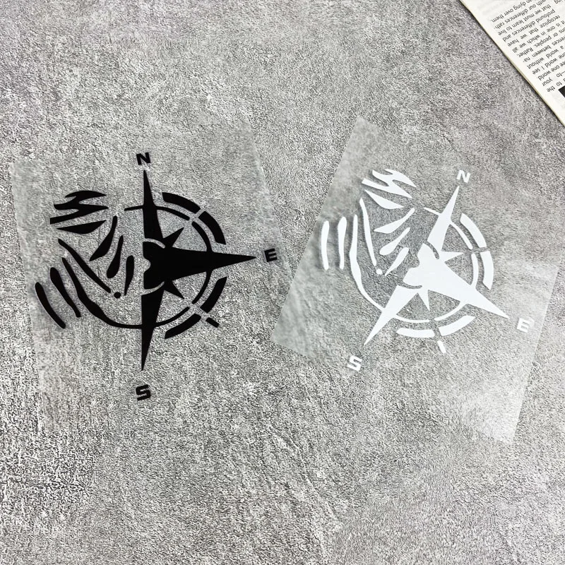 1PC Compass Pattern Vinyl Sticker 13X12CM, Waterproof Decal for Motorcycle Fuel Tank Helmet Electric Scooter Storage Box Decor view 3