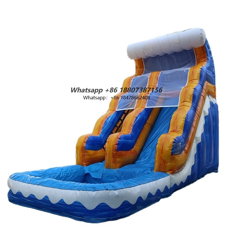 Popular PVC Inflatable Water Slide With Safety Net for Kids for Outdoor and Indoor Use for Rental Business With Swimming Pool
