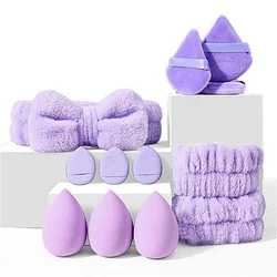 12Pcs Makeup Sponge Blender Beauty Egg Foundation Sponges Cosmetic Powder Puff Spa Headband Wristband Make Up Tools Accessories