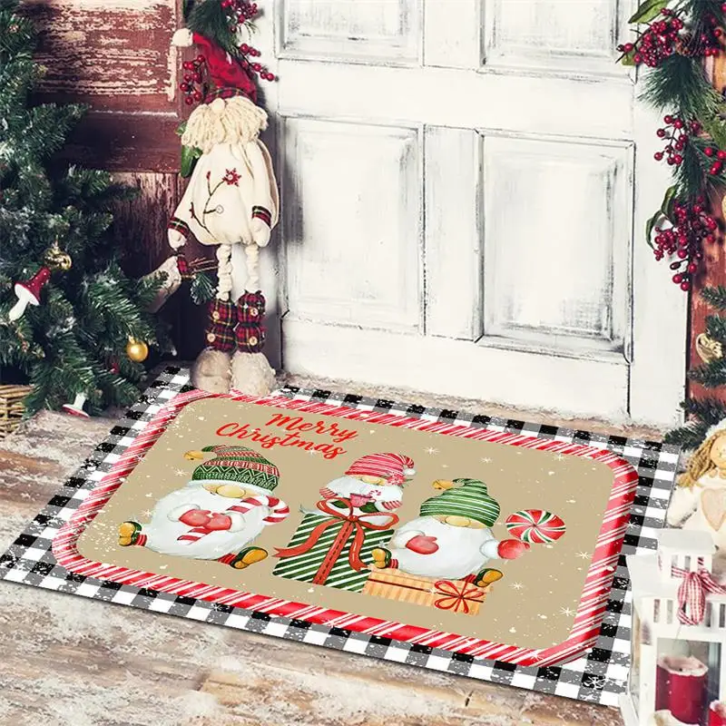 Christmas Santa Claus Snowman Elk Entrance Mat Soldier Nutcracker Carpet Non-Slip Mat Merry Christmas Doormat Happy New Year