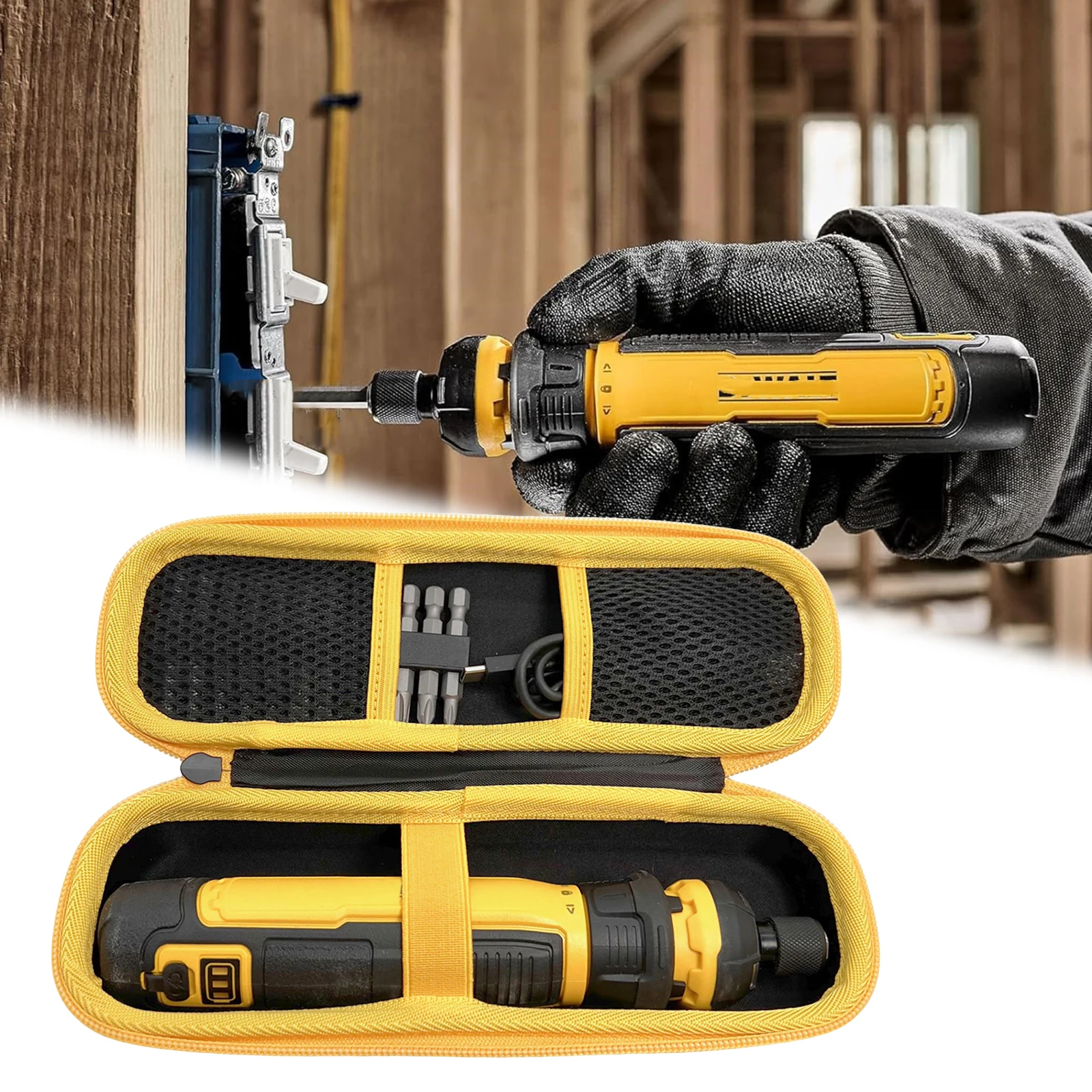 

Прочный кейс для хранения аккумуляторной отвертки DEWALT (DWHT66719) с внутренними карманами и ручкой для переноски