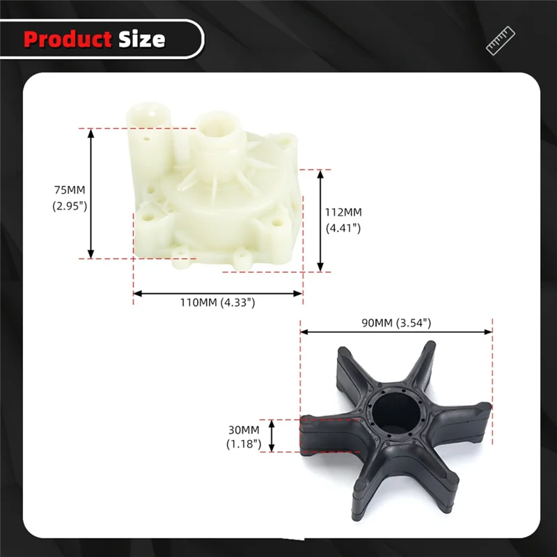 AB96-Para 75-115 HP Kit de impulsor de substituição de motor de popa 68V-W0078-WH Bomba de água marinha