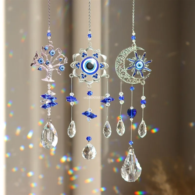 Хрустальная дверь, окно, украшение ручной работы, Хрустальная Призма, Ловец солнечных лучей, турецкое синее зло, искусственное зло