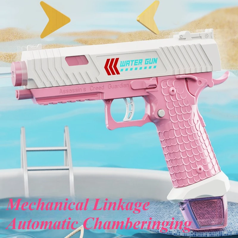 Pistola de agua eléctrica continua, juguetes de tiro, Glock de agua pulverizada para niños, gran capacidad de largo alcance