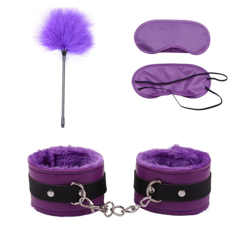 Sexy Leather Plush Bdsm Set Sex Toys For Couples Bondage Kit Handcuffs Flirt Feather Stick Exotic Accessories Erotic Adult Games