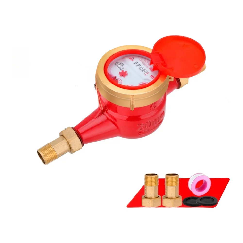 DN20 6 Point Hot Water Meter High Temperature 90C Rotary Wing Household Solar Flow Controller Iron Copper Connector Kit