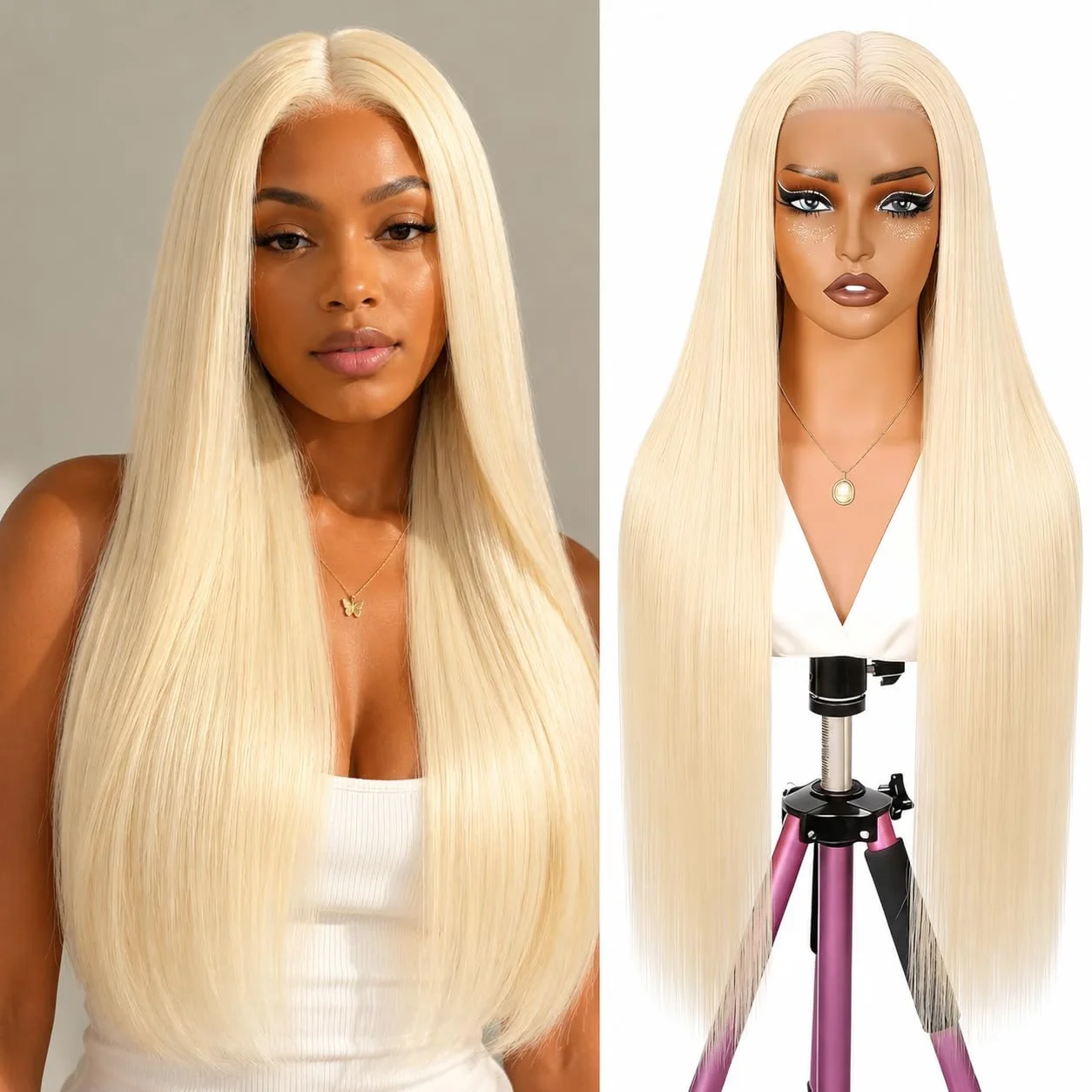 Brazilian 613 Blonde 13x6 Lace Front Wig Human Hair Bone Straight 30 Inch Blonde Lace Closure Wig 13x6 HD Lace Front Wigs Human Hair Pre Plucked 250 Density straight wigs human hair Blonde HD Lace Frontal Wigs For Black Women
