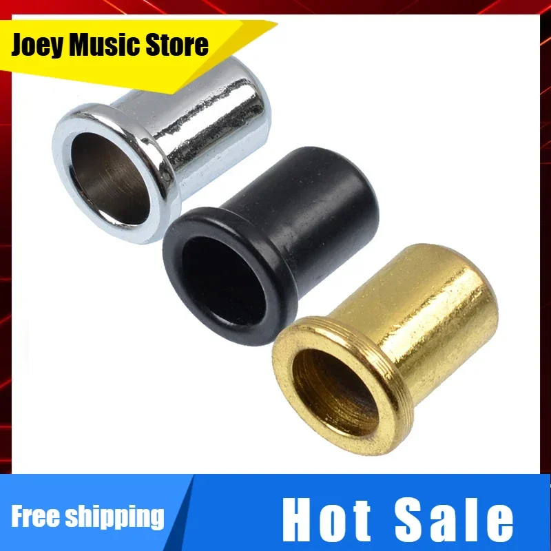 4pcs Electric Bass Guitar String Thru Body Ferrules Bushing Guitar Bridge String Mounting Ferrules Bushing Black-gold-Chrome