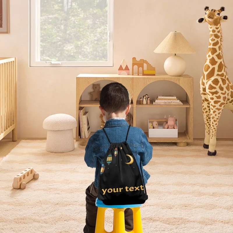 1PC Custom Text Drawstring Backpack 3 Sizes - Adjustable Double Shoulder Bag for Gym, Travel,Ramadan Festival Gifts & Activities
