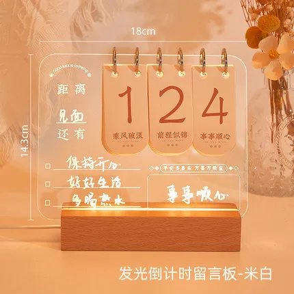 Luminous Countdown Calendar Desk Calendar Minimalist Instagram Style Reminder Board Message Board Office Desktop Ornament Gift