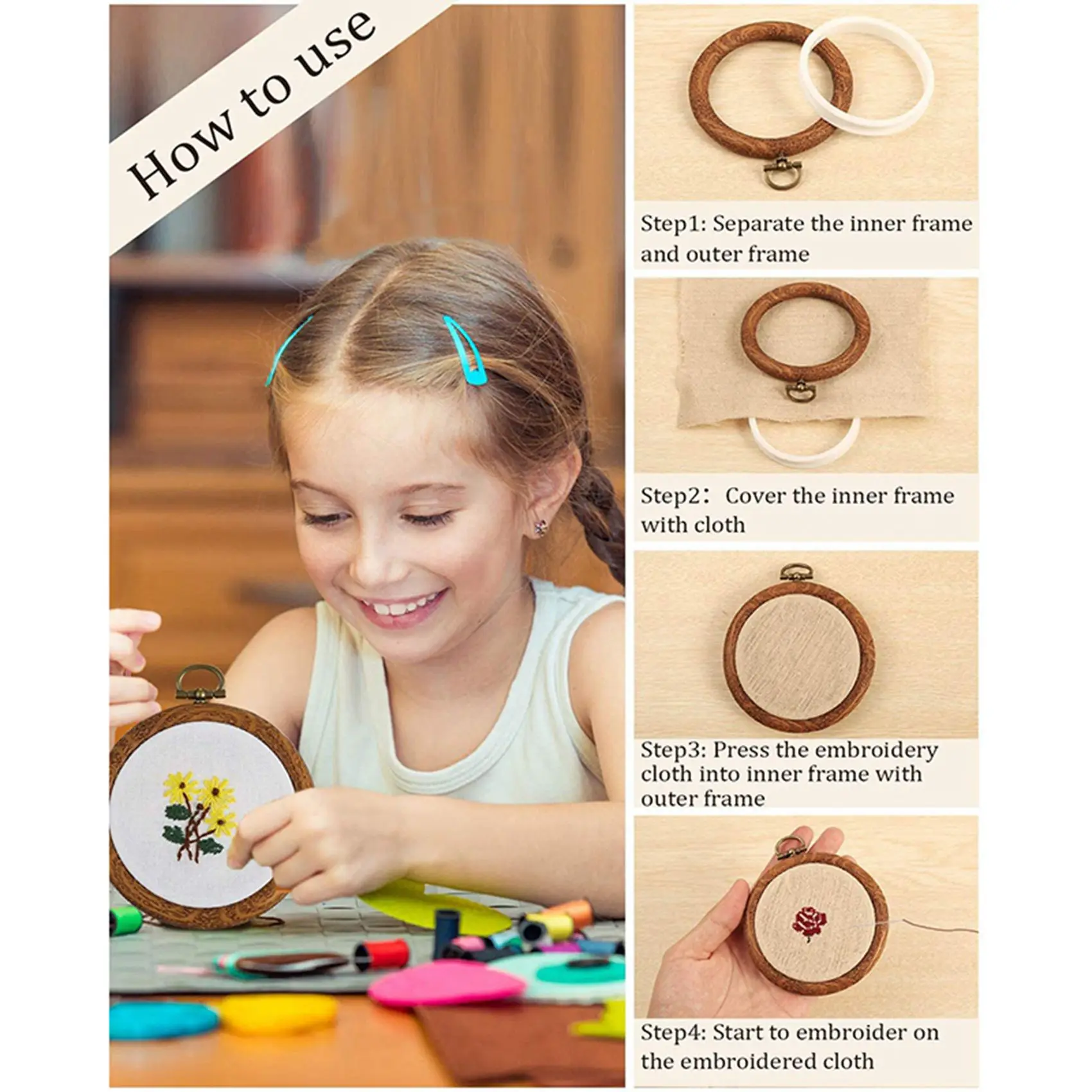 

ABJN-15Pcs Embroidery Hoops Imitated Wood Embroidery Circle Round Display Frame Circle For Art Craft Sewing And Hanging