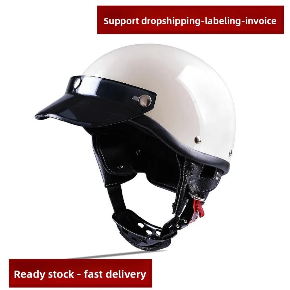 

Men's Helmet Retro Foreign Trade Half Helmet Women's Electric Vehicle Universal Helmet Four Seasons Scoop Helmet Winter