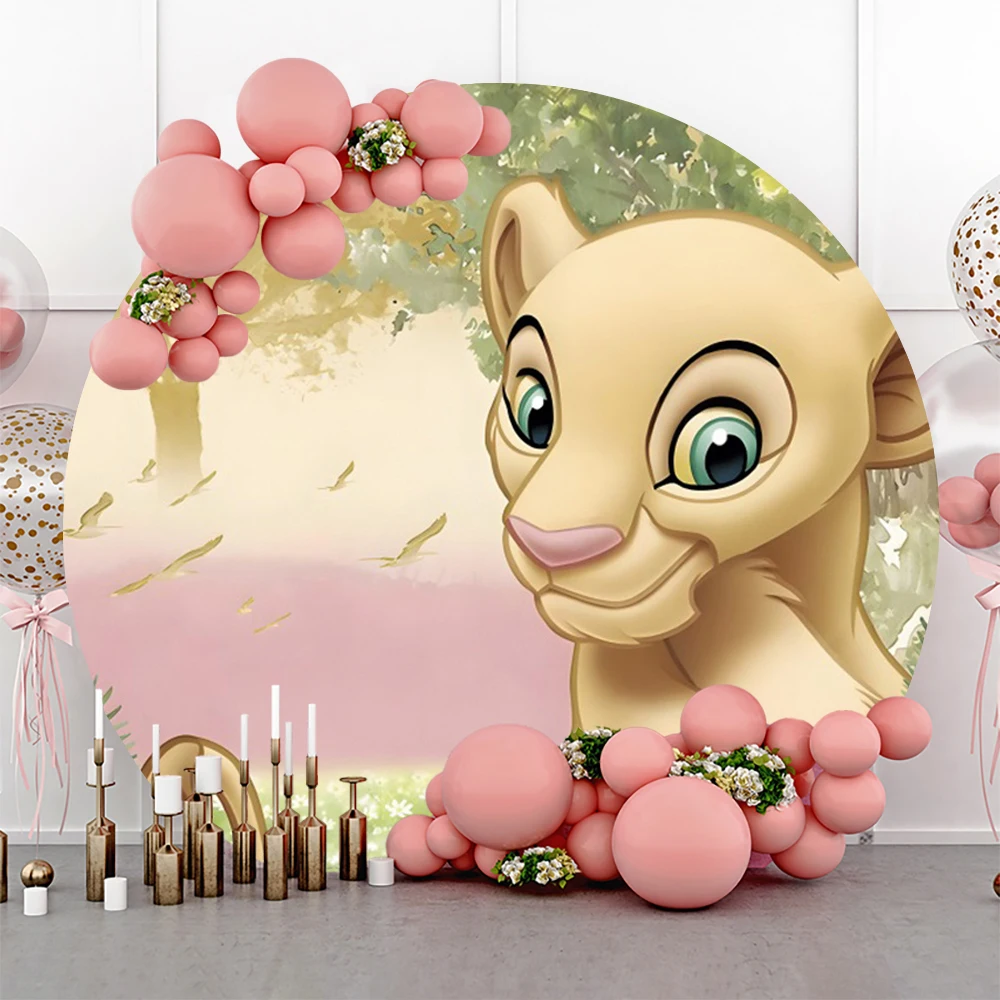 Simba The King Lion Birthday Party Decoration Props Round Backdrop Photo Background For Photography Baby Shower Boy Photozone