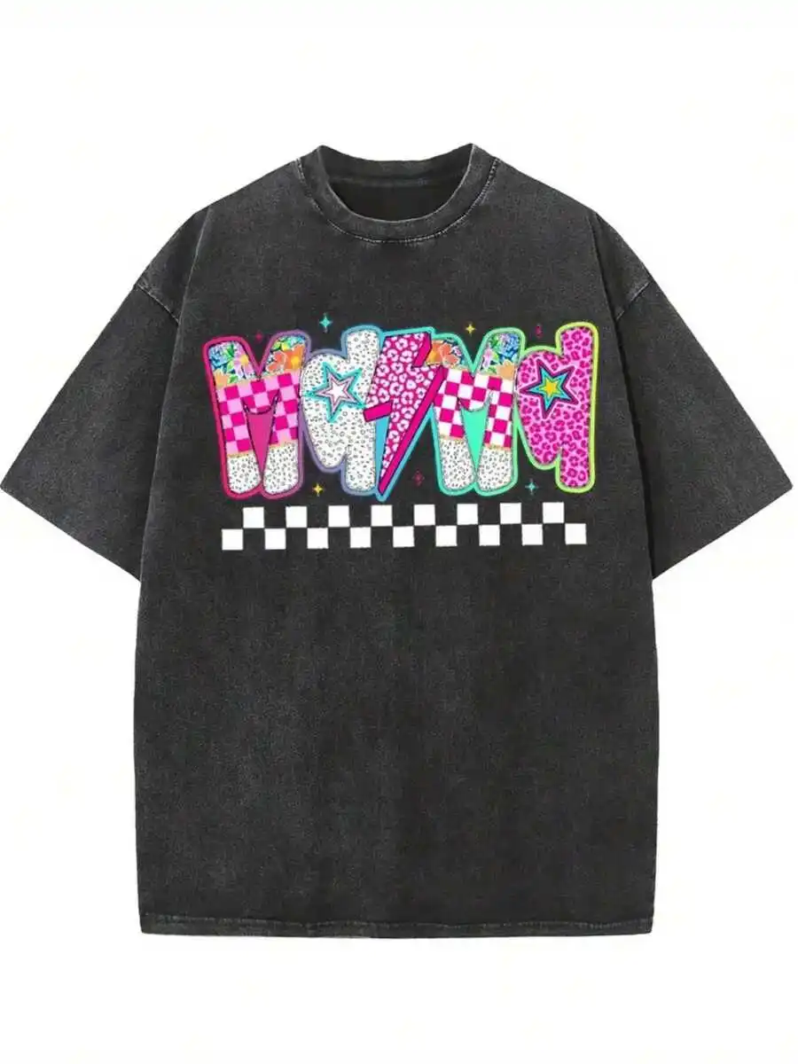 Washed Graphic Print Short Sleeve T Shirts Trendy Pattern Oversized Plus Size Loose Crew Neck All-match Casual Spring Summer Unisex Tops