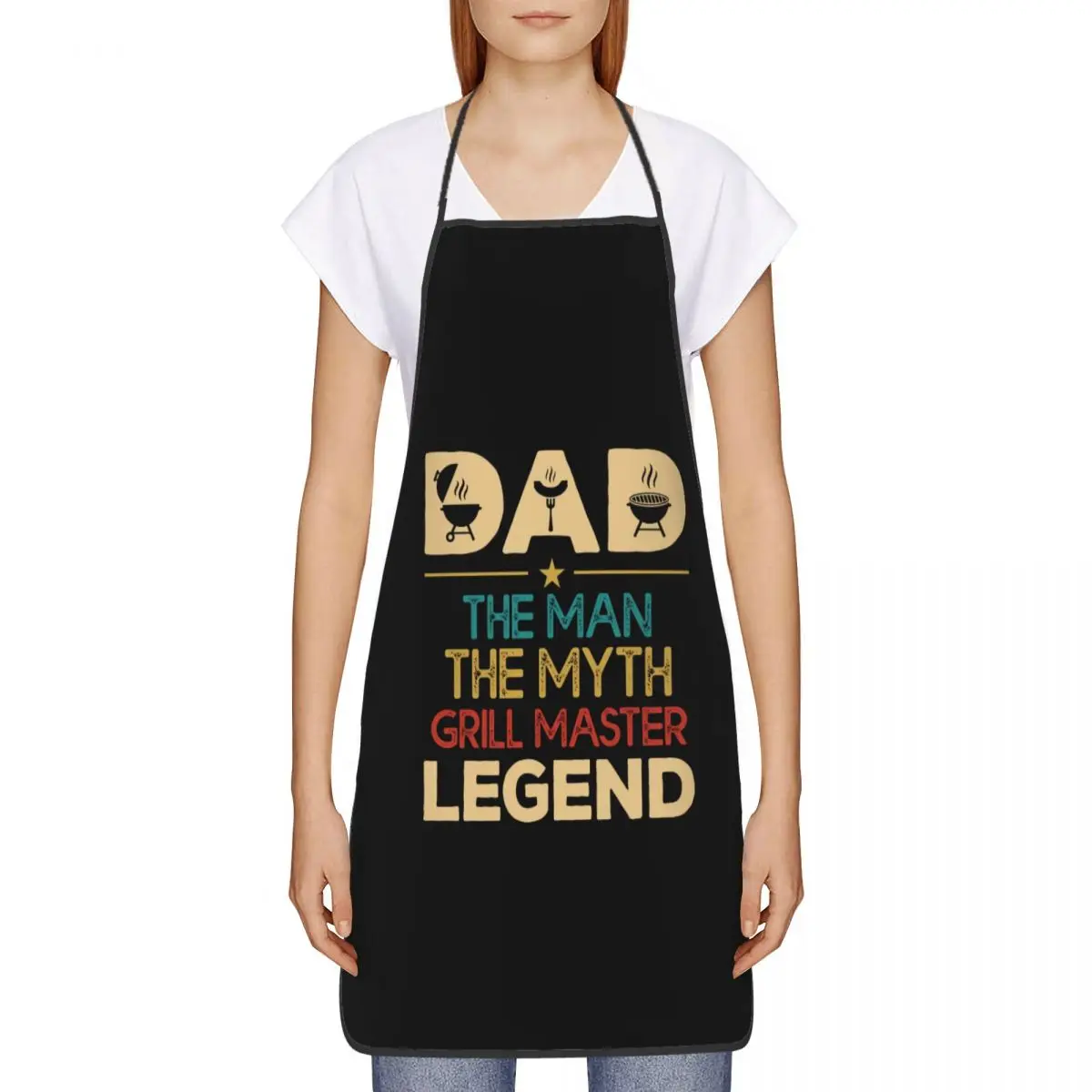 The Man The Myth The Grill Master Aprons for Women Men Father Day Gift Adult Kitchen Chef Bib Tablier Cuisine Cooking Baking