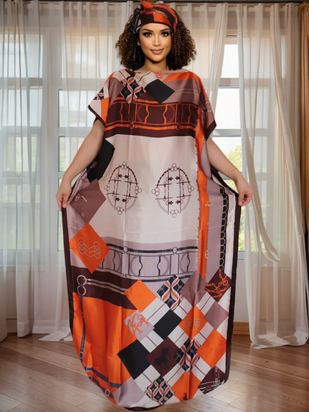 

Женское платье Дашики с цветными блоками и цветочным принтом - модное вечернее платье с рукавами «летучая мышь» в африканском стиле