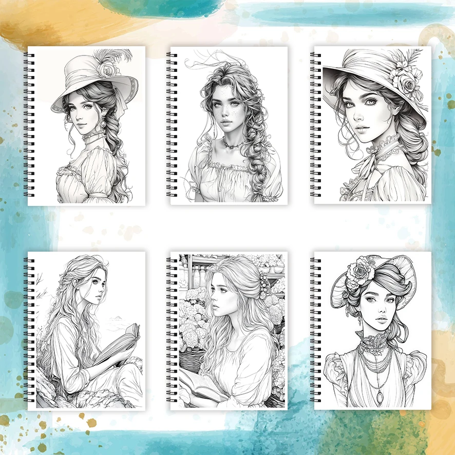 Adult Coloring Book - 8.3x 11.2 Inch 32 Pages Elegant Lady Coloring Book - Helps Reduce Stress and Ease Emotions