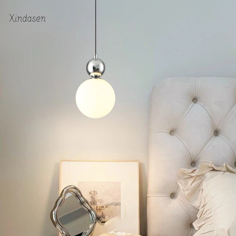 Minimalist Nordic Pendant Light LED Glass Ball Chandelier For Bedroom Bedside Hanging Lamps Wall Art Decor Suspension Luminaire image 6