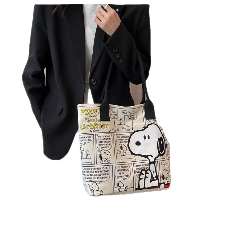 Canvas Bag Women High Capacity Bag Fashion Cartoon Snoopy Handbag Versatile One Shoulder Tote Bag Christmas Present for Girls