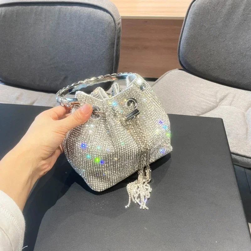 New purses and handbags bags for women luxury Designer bucket clutch purse evening banquet bag Crystal rhinestone shoulder bag