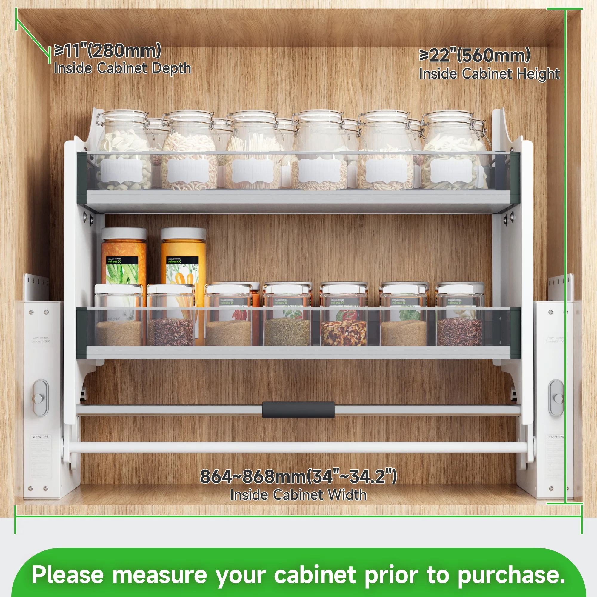 رف منسدل من الفولاذ المقاوم للصدأ الحديث منظم سلة رفع زجاجي أوتوماتيكي لخزائن المطبخ ومصعد السلة #2