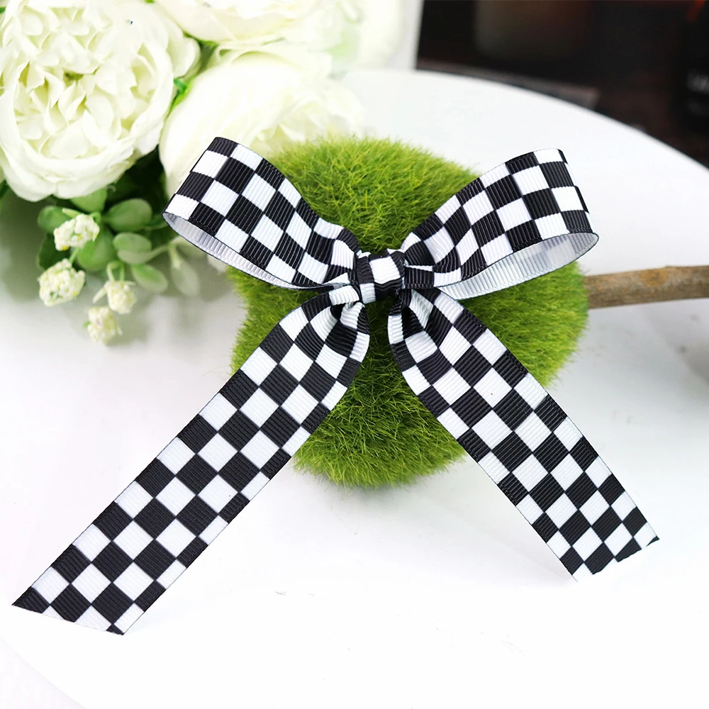 5 Yards 10/22/38mm Schwarz Weiß Kariertes Band DIY Handwerk Verpackung Für Hochzeit Blume Handgemachte Schleife geschenk Box Verpackung Party Decor – Detail 3