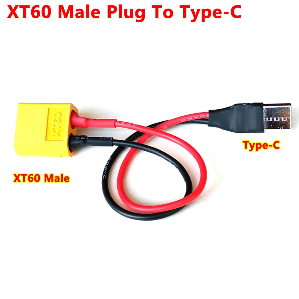 

XT60 Male Plug To Type-C With 12cm 20awg Silicone Wire Charge Connector Power Adapter Cable for ISDT PD60 RC Drone Quadcopter