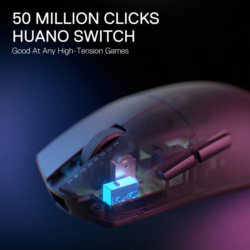 Redragon M916 PRO 3 モードワイヤレスゲーミングマウス、49 グラム超軽量 26K DPI フルプログラマブルボタンゲーマーマウス