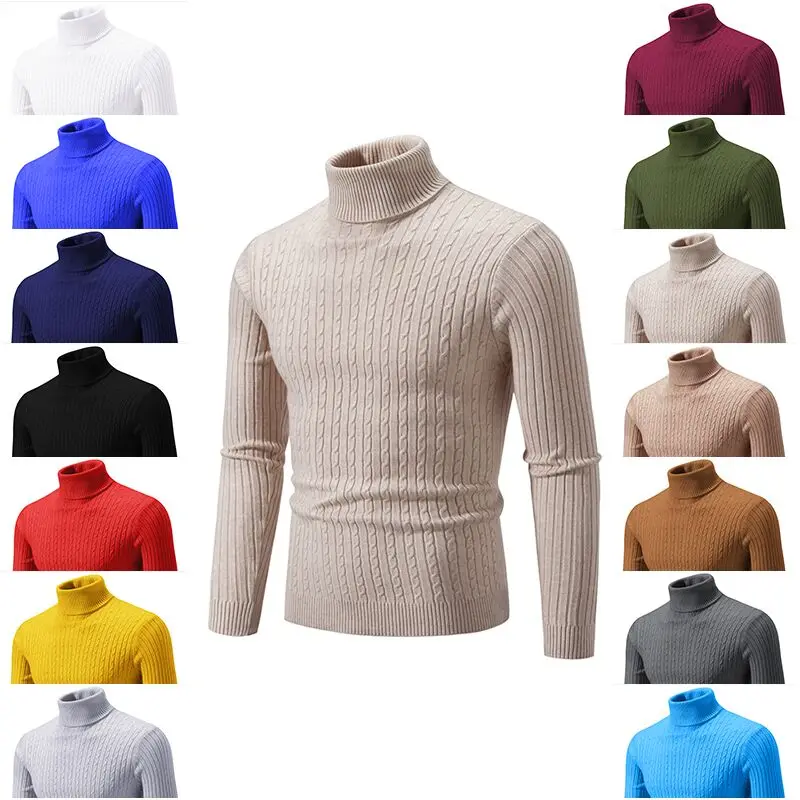 

Men's Winter High Collar Pullover Sweater Comfortable Coolmax Fiber Knitted Ne Top Ciwalk Suitable for Middle-Aged A...