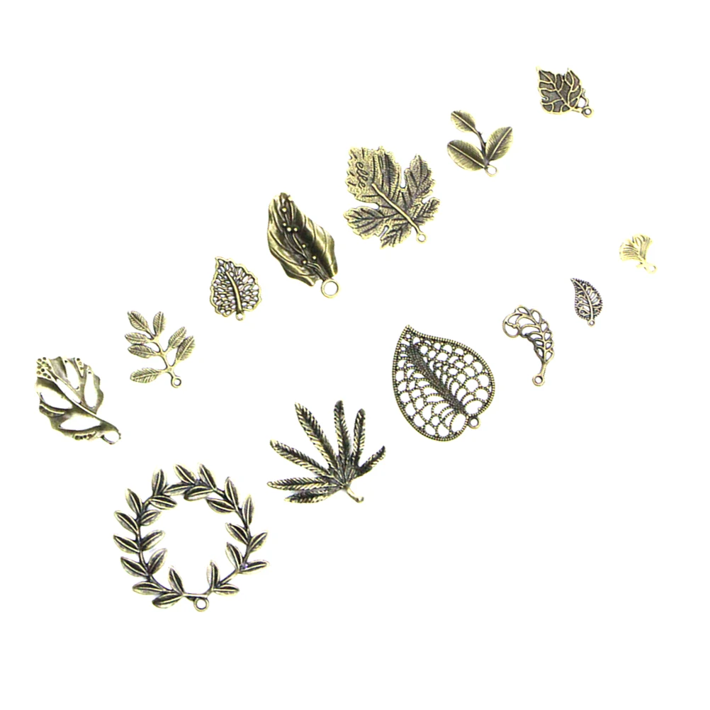 

40pcs Creative Leaves Pendant Retro Leaf Set DIY Accessory for Bracelet Necklace Jewelry Decoration (Bronze)